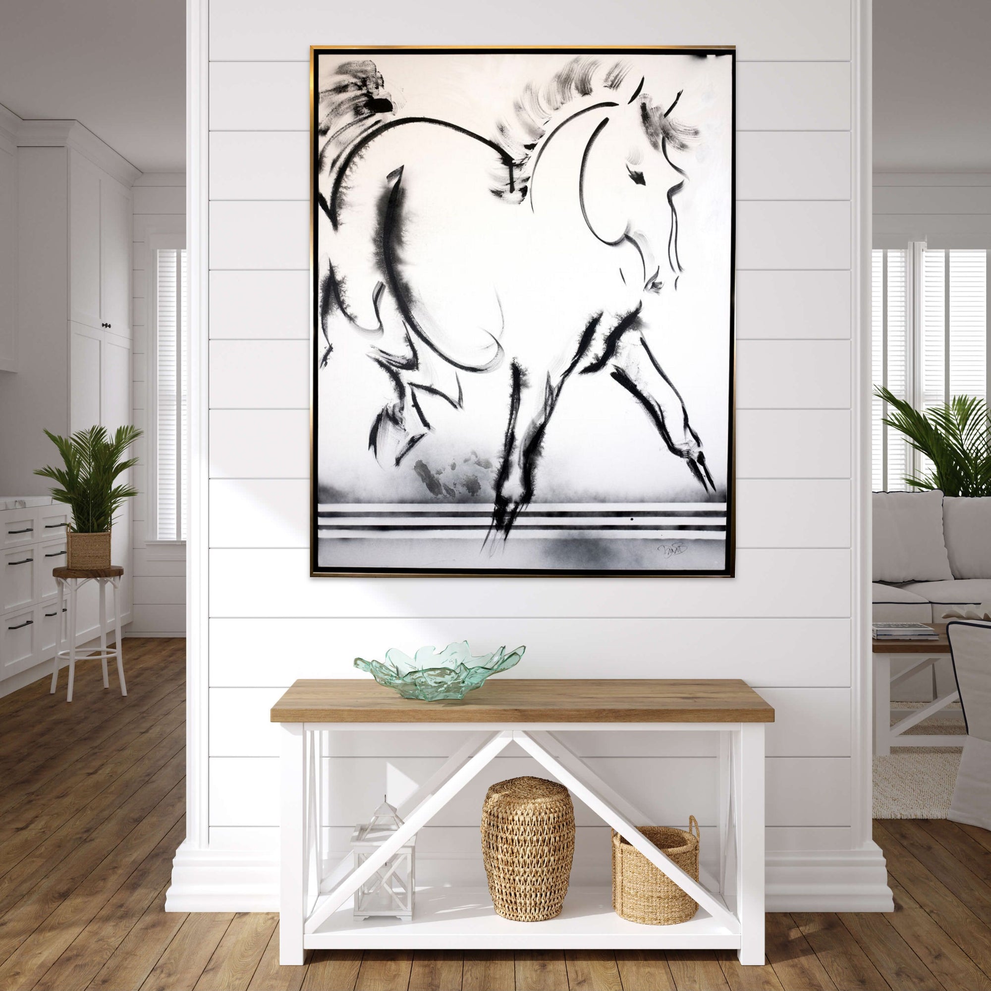 sensual art, horse art, white horse painting, asian art horse