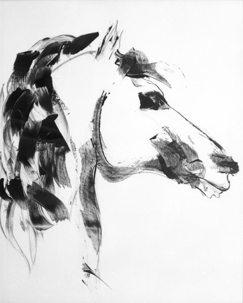 Equestrian Silk Scarf - Checkmate Black & White Long