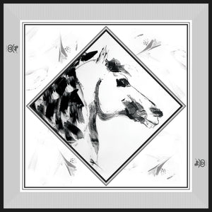 Equestrian Silk Scarf - Checkmate Black & White