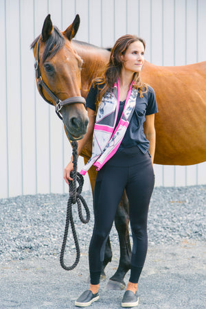 Equestrian Silk Scarf - Pink Power Long