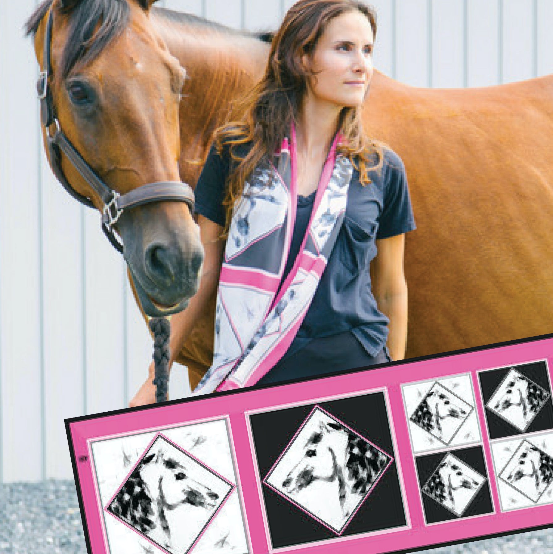 Equestrian Silk Scarf - Pink Power Long