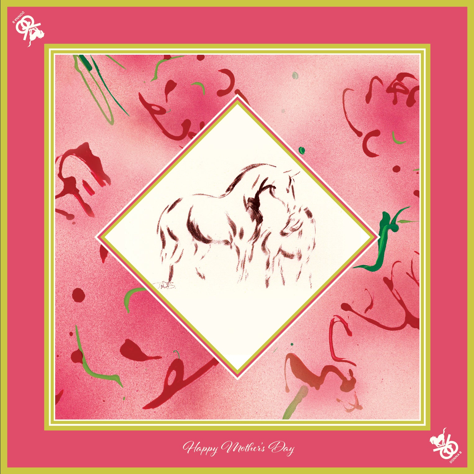 Equestrian Silk Scarf - Pink Power Mini - Donna B Fine Art